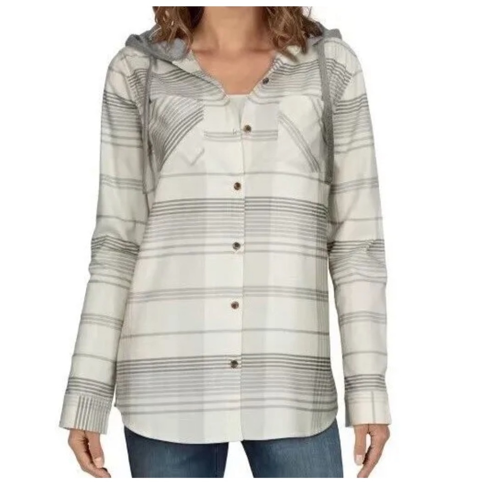 Natural Reflections Hooded Flannel Long Sleeve Shirt For Women